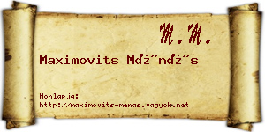 Maximovits Ménás névjegykártya